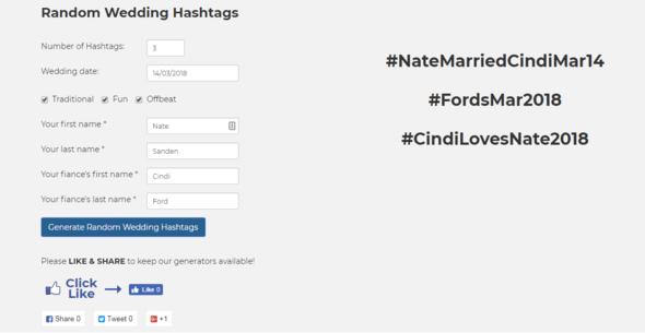 Tagalog Wedding Hashtag Generator